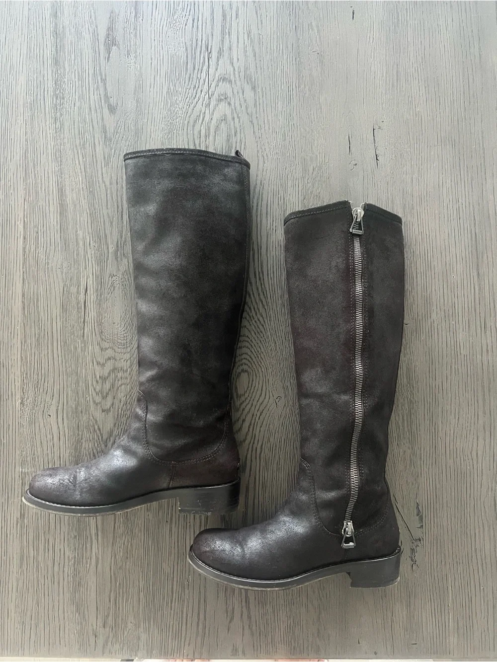 Jimmy Choo Women’s Doreen Biker Rugged Leather Suede Tall Boots, Brown, 36EU